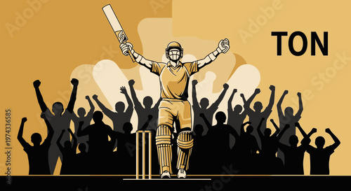 Cricket Player Celebrates Milestone Score With Enthusiastic Crowd