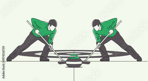 Curling Game Players Strategy Ice Sport Athletes Sweeping Intense Match