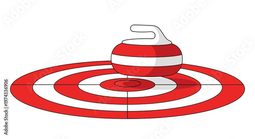 Curling Stone Aiming For Bullseye On Target Graphic Design