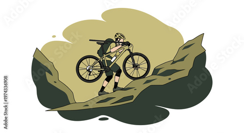 Cyclist Ascends Rugged Terrain A Metaphor For Extreme Sport Endeavors