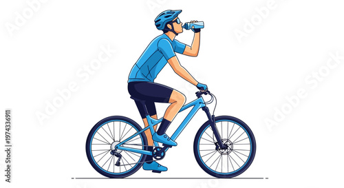 Cyclist Hydrating On Bicycle Adventure Refreshing Drink Break