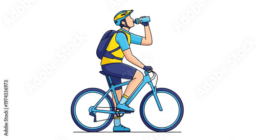 Cyclist Rehydrates During Trail Ride Adventure