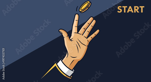 Decision Coin Flip Launching Opportunity Start Symbolizing Choice