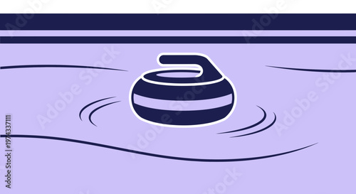 Curling Stone Gliding Across Ice with Motion Trails