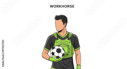 Determined Goalkeeper Holding Soccer Ball Ready For Match