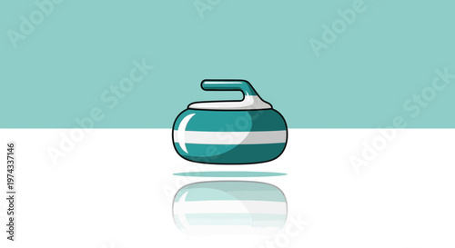Curling Stone Icon With Minimalist Style On Ice