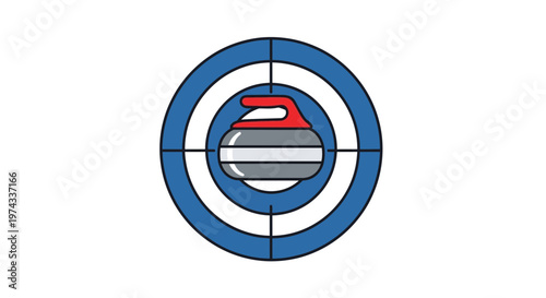 Curling Stone Icon On Target For Sports And Games Promotion