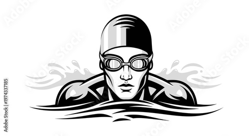 Determined Swimmer Focused on Victory and Aquatic Excellence