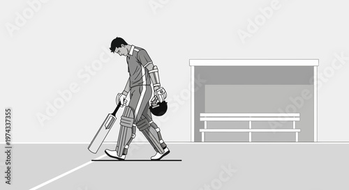 Disappointed Cricketer Walking Away After Defeat Towards Dugout