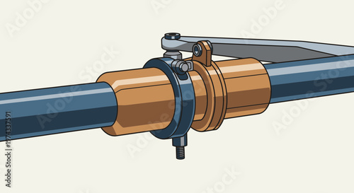 Detailed Illustration Of A Mechanical Hydraulic Cylinder Connection