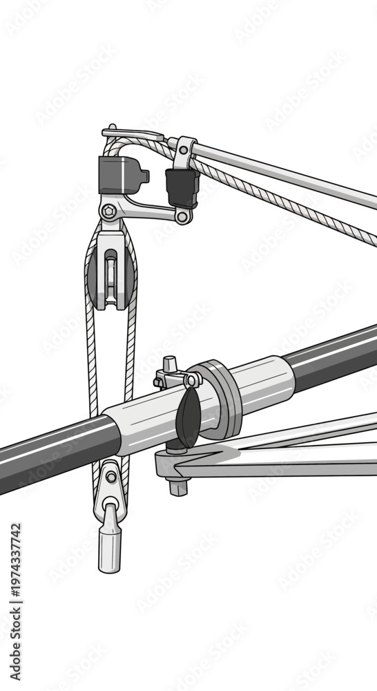 Fototapeta premium Detailed Mechanical Illustration Of A Pulley System