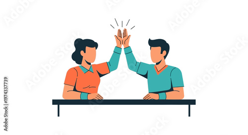 Diverse Team Members Achieving a High Five Symbolizing Collaboration Success Unity