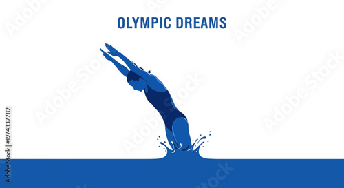 Diving Into Athletic Aspirations Minimalist Blue Aquatic Pursuit
