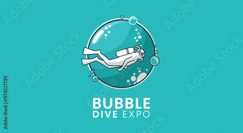 Diving Expedition Logo In A Bubble Shape Represents Adventure And Discovery