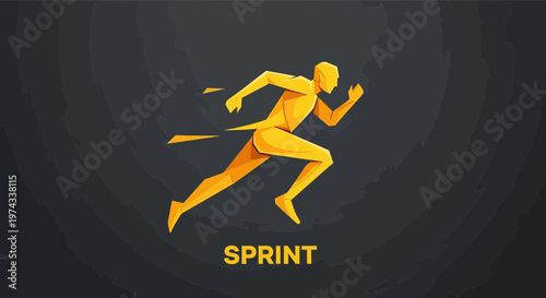 Dynamic Abstract Runner Accelerating Speed Motion Concept Graphic