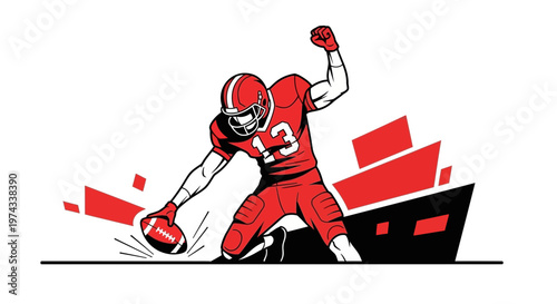 Dynamic American Football Player Celebrates Victory With The Ball