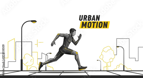 Dynamic Athlete Embodies Urban Motion In Cityscape Silhouette