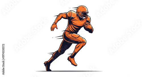 Dynamic American Football Player Sprinting With Speed And Agility On White Background
