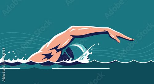 Dynamic Arm Stroke Through Rippling Waters A Vivid Aquatic Motion Illustration