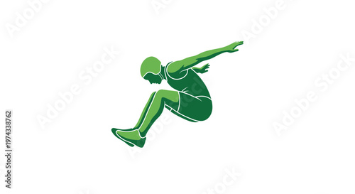 Dynamic Athlete In Mid-Air Jump Action Silhouette