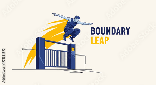 Dynamic Athlete Leaping Over Obstacle Represents Progress and Achievement