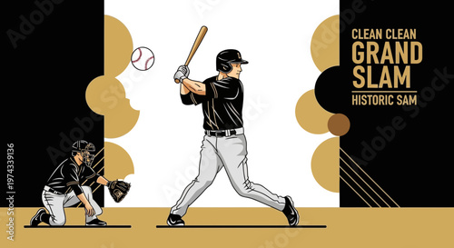 Dynamic Baseball Action Grand Slam Illustration for Sports Enthusiasts