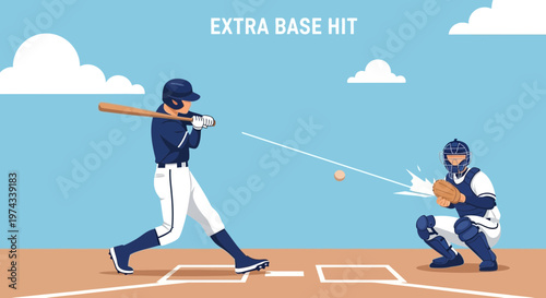Dynamic Baseball Action Scene Capturing An Extra Base Hit Moment