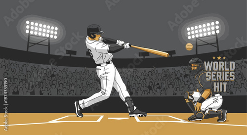 Dynamic Baseball Action Shot With Batter Swinging For A Home Run