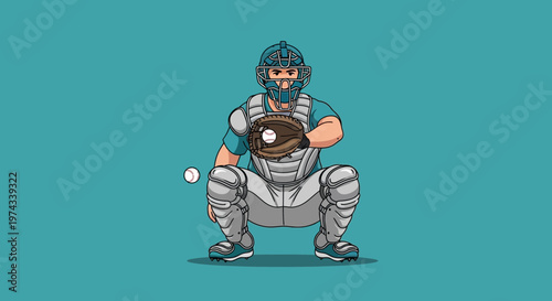 Dynamic Baseball Catcher In Action Ready To Catch The Ball