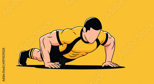 Dynamic Athlete Performing Push-Ups Focused on Strength And Determination