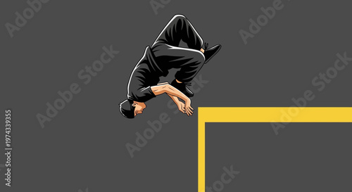 Dynamic Athlete Performs Aerial Flip Over Edge