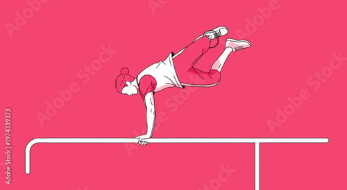 Dynamic Athlete Performs Freestyle Gymnastics On Parallel Bars