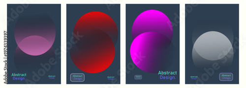 Set of futuristic abstract posters. Vibrant blurred gradients vector illustration of a modern business card