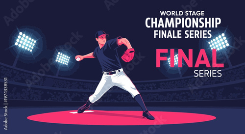 Dynamic Baseball Pitcher During World Championship Finale Series Action