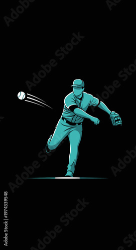Dynamic Baseball Pitcher Illustration Capturing Action And Motion