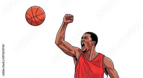 Dynamic Basketball Player Celebrates Victory With Intense Expression