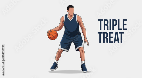 Dynamic Basketball Player Dribbling Ball Ready For Action