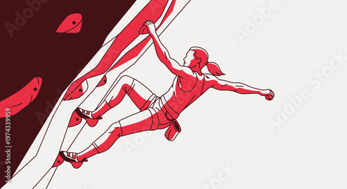 Dynamic Athletic Climbing Action Silhouette Stylized Vector