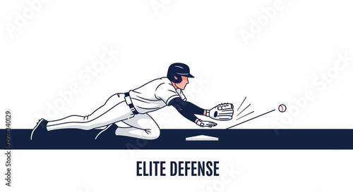 Dynamic Baseball Player Making A Diving Catch With Intense Focus And Skill