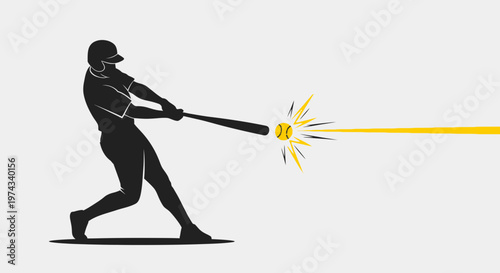 Dynamic Baseball Player Silhouette Captures The Moment Of Impact