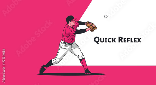 Dynamic Baseball Player Showcasing Swift Reflex Actions Mid-Game