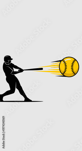 Dynamic Baseball Player Silhouette Swinging For A Homerun