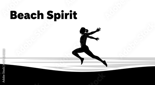 Dynamic Beach Runner Silhouette Capturing Athletic Freedom