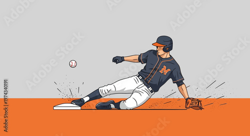 Dynamic Baseball Player Sliding Into Home Base With Action And Energy