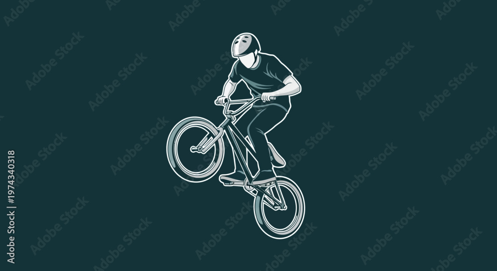 Fototapeta premium Dynamic Bicycle Rider Performing A Stunt