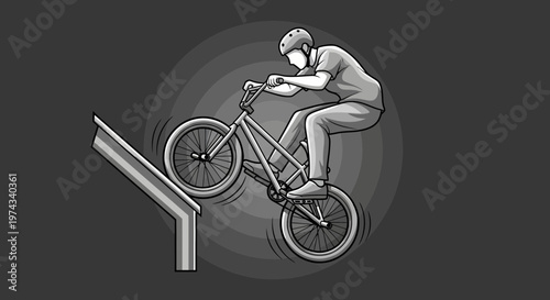 Dynamic Bicycle Rider Performing Aerial Stunt Action