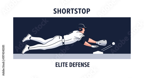 Dynamic Baseball Shortstop Dive Elite Defense Illustration