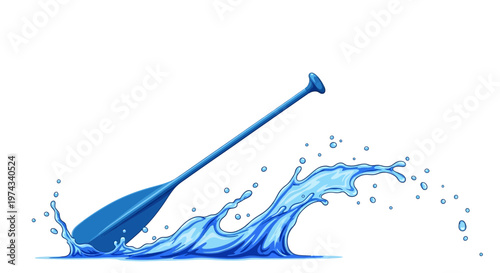 Dynamic Blue Paddle Splashing Through Water Waves