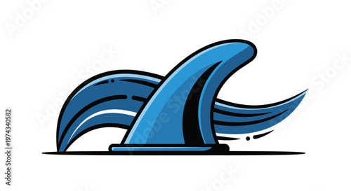 Dynamic Blue Surfboard Fin Design Capturing Ocean Movement