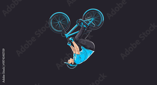 Dynamic BMX Rider Executes Gravity Defying Flip On A Bicycle